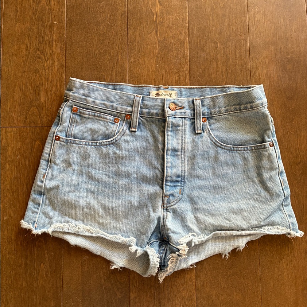 Madewell Relaxed Denim Light Blue Jean Shorts with Frayed Hem